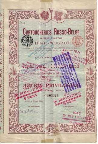 Cartoucheries Russo-Belge S.A., Liege-Moseou - 1899