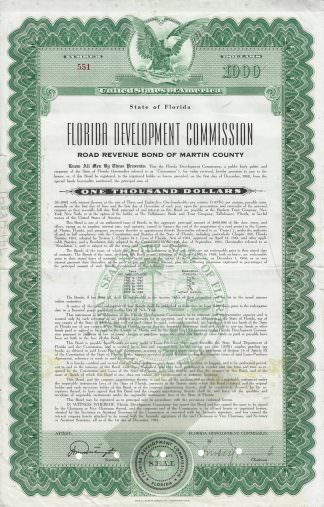 Florida Development Commission, Road Revenue Bond of Martin County, 1961