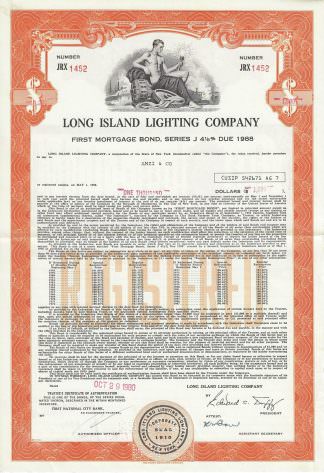 Long Island Lighting Company, First Mortgage Bond, Series J, 1980