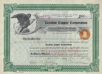 Tecolote Copper Corporation, 1921