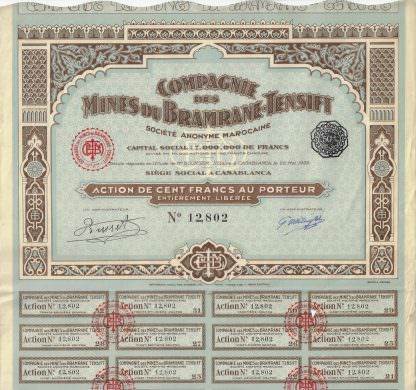 Compagnie des Mines du Bramrane-Tensift S.A. Marocaine, 1929