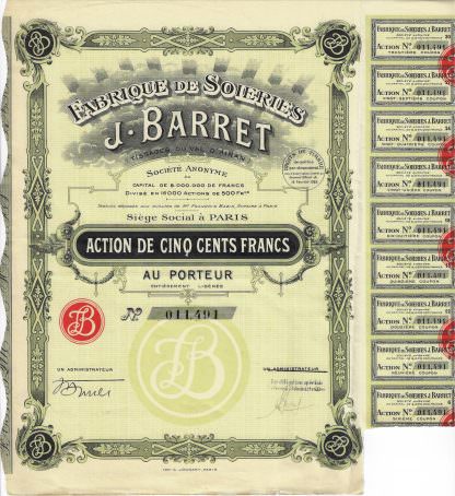 Fabrique de Soieries J. Barret (Tissages du val d'Ainan) S.A., 1929
