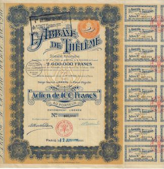 L'Abbaye de Theleme S.A., 1924
