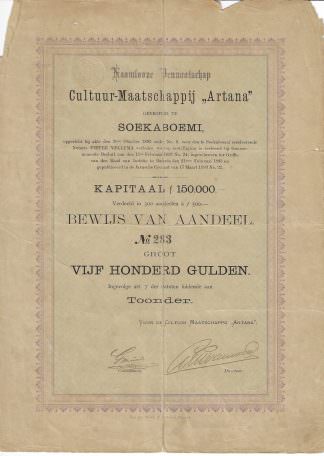N.V. Cultuur Maatschappij "Artana" Gevestigd te Soekaboemi, 1893