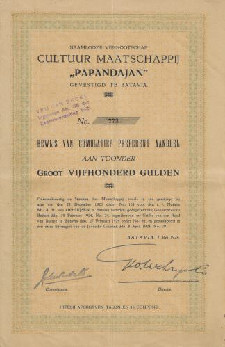 N.V. Cultuur Maatschappij "Papandajan" Gevestigd te Batavia