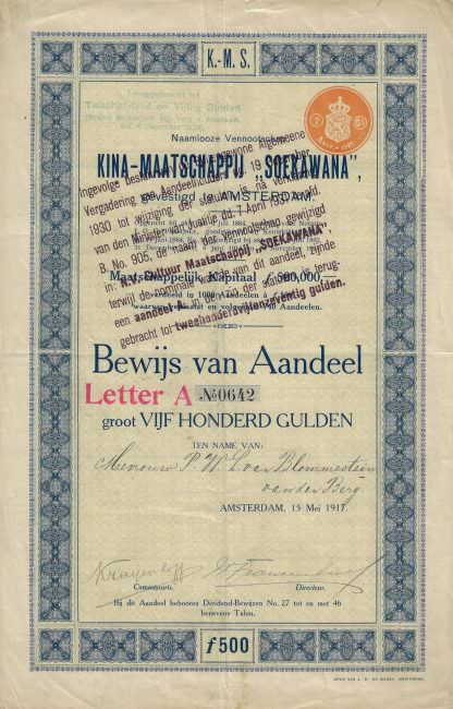 N.V. Kina-Maatschappij "Soekawana", 1917