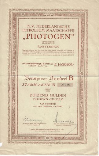 N.V. Nederlandsche Petroleum Maatschappij "Photogen", 1920