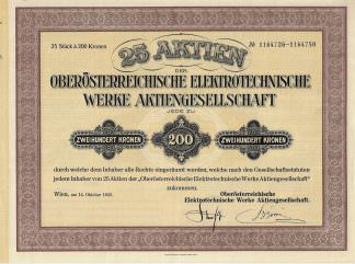 Oberösterreichische Elektrorechnische Werke Aktiengesellschaft, 1923