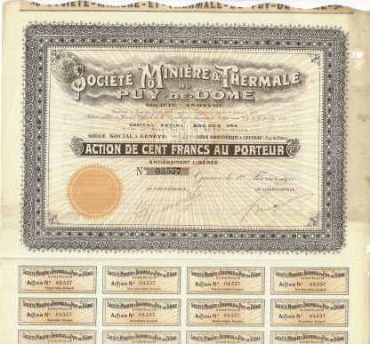 Societe Miniere & Thermale du Puy de Dome S.A., 1911