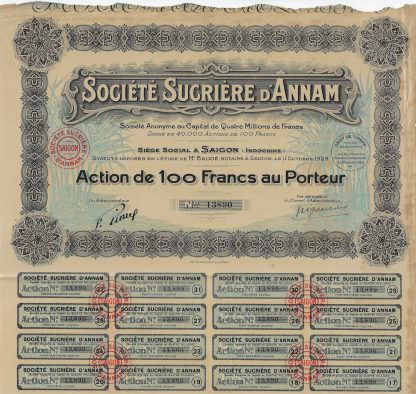 Societe Sucriere d'Annam, Saigon (Indochina), 1929