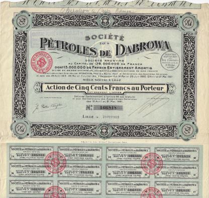Societe de Petroles de Dabrowa S.A., 1921
