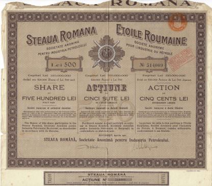 Steaua Romana Societate Anonima Pentru Industria Petroleului, 1921