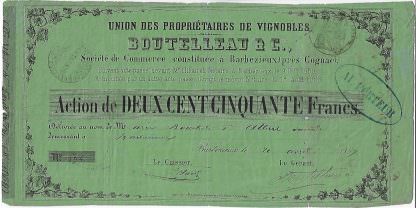 Union des Proprietaires de Vignonles Boutelleau & Cie., Barbezieux (Cognac)