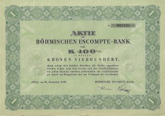 Böhmische Escompte-Bank, 1939