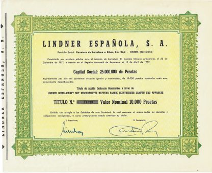 Lindner Espanola S.A., 1972