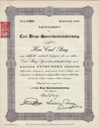 Carl Bergs Specerihandelsaktiebolag, 1940