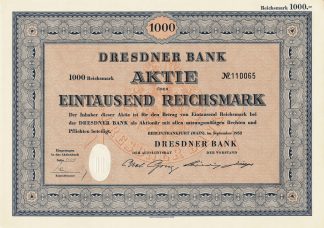 Dresdner Bank (incl. Kupons und Erneuerungsschein)