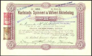 Karlstads Spinneri & Välferi Aktiebolag, 1907