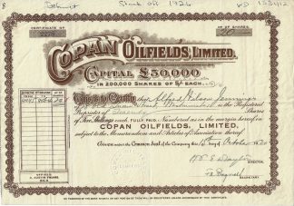 Copan Oilfields, Limited, 1920