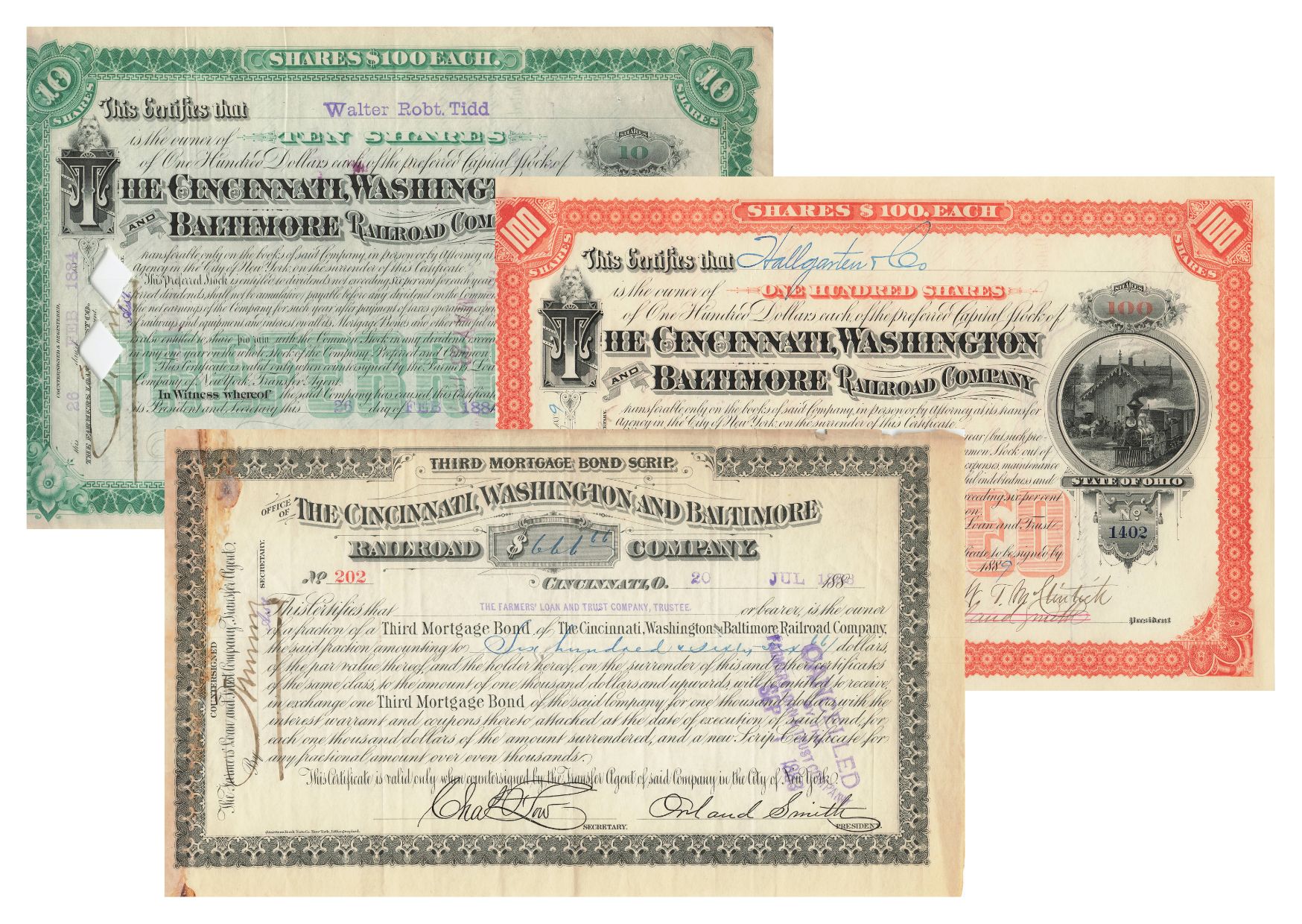 The Cincinnati, Washington and Baltimore Railroad Company - 1880er Jahre